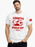 Erkek Türkiye World Cup 2026 Baskılı Tişört Futbol Temalı Forma T-Shirt - Beyaz