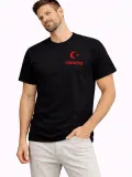 Erkek TÜRKİYE Ay Yıldız Baskılı Taraftar Forma T-Shirt - Siyah