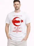 Erkek TÜRKİYE Ay Yıldız Baskılı Taraftar Forma T-Shirt - Beyaz