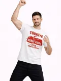 Erkek TÜRKİYE Baskılı Tişört Ay Yıldız 2026 Dünya Kupası Taraftar Forma T-Shirt - Beyaz