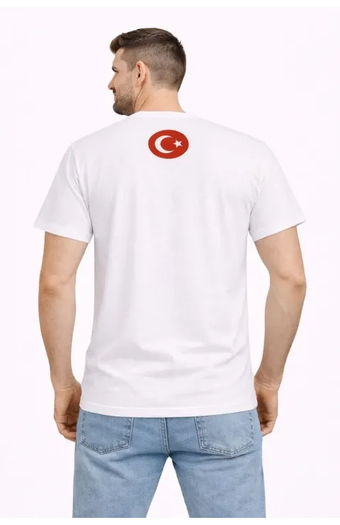 Erkek TÜRKİYE Baskılı Tişört Ay Yıldız 2026 Dünya Kupası Taraftar Forma T-Shirt - Beyaz