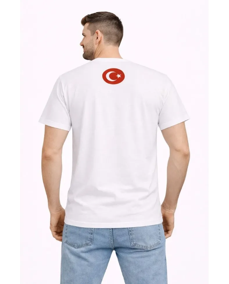 Erkek TÜRKİYE Baskılı Tişört Ay Yıldız 2026 Dünya Kupası Taraftar Forma T-Shirt - Beyaz