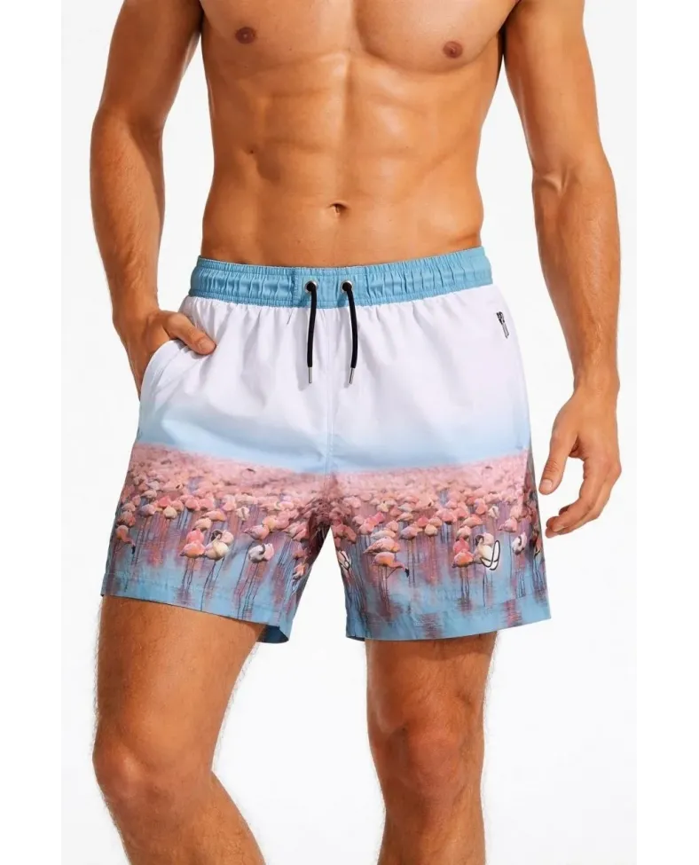 Erkek Deniz Şortu Fermuarlı Cepli File Astarlı Hızlı Kuruyan Premium - Beyaz Somersan Giyim | Kadın, Erkek ve Çocuk Moda