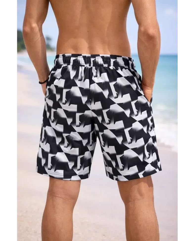 Erkek Deniz Şortu Fermuarlı Cepli File Astarlı Hızlı Kuruyan Premium - Siyah Somersan Giyim | Kadın, Erkek ve Çocuk Moda