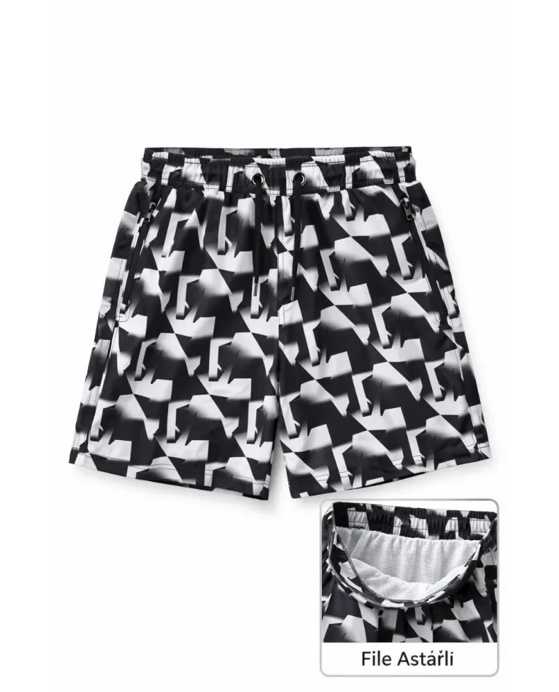 Erkek Deniz Şortu Fermuarlı Cepli File Astarlı Hızlı Kuruyan Premium - Siyah Somersan Giyim | Kadın, Erkek ve Çocuk Moda