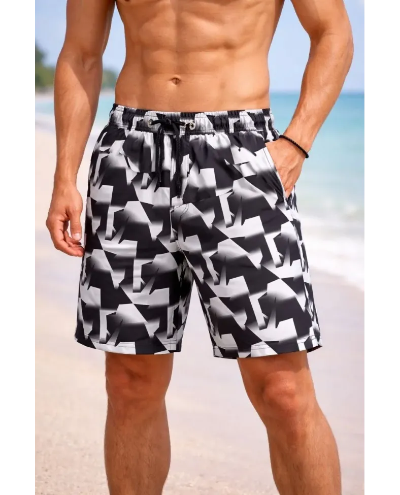 Erkek Deniz Şortu Fermuarlı Cepli File Astarlı Hızlı Kuruyan Premium - Siyah Somersan Giyim | Kadın, Erkek ve Çocuk Moda