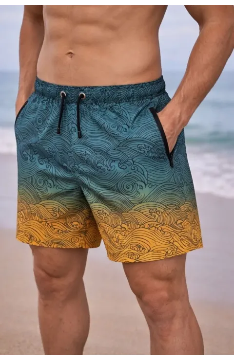 Erkek Deniz Şortu Fermuarlı Cepli File Astarlı Hızlı Kuruyan Premium - Çok Renkli