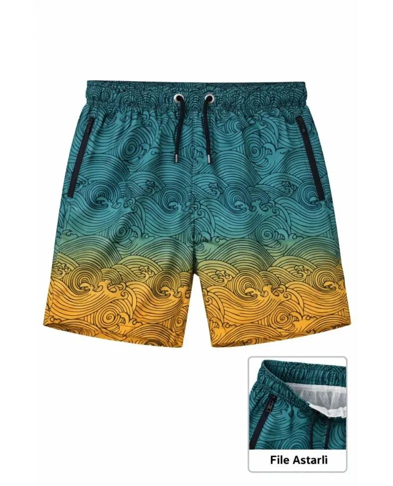 Erkek Deniz Şortu Fermuarlı Cepli File Astarlı Hızlı Kuruyan Premium - Çok Renkli Somersan Giyim | Kadın, Erkek ve Çocuk Moda