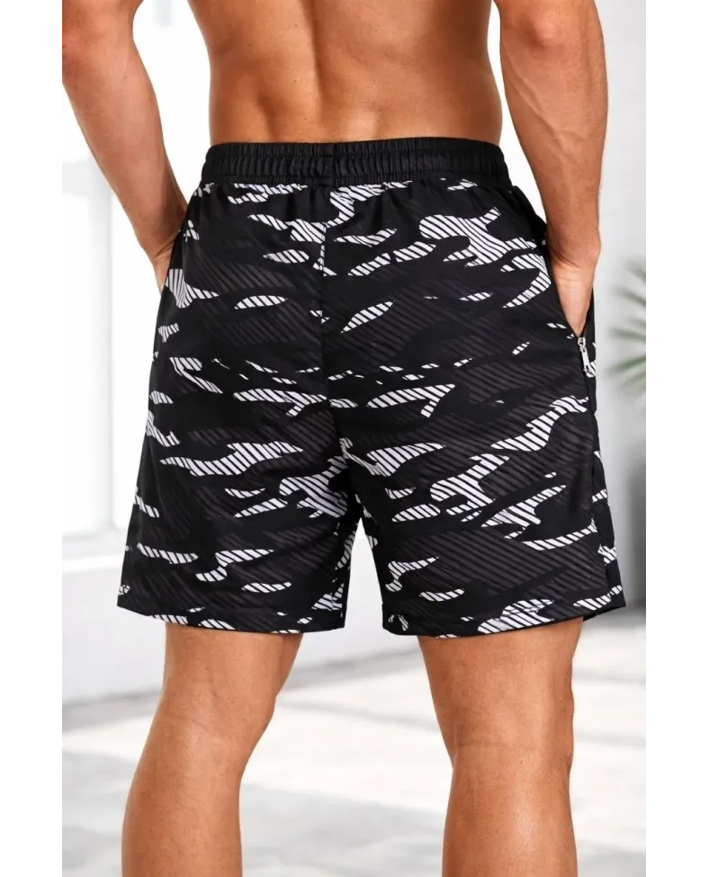 Erkek Deniz Şortu Fermuarlı Cepli File Astarlı Hızlı Kuruyan Premium - Siyah Somersan Giyim | Kadın, Erkek ve Çocuk Moda