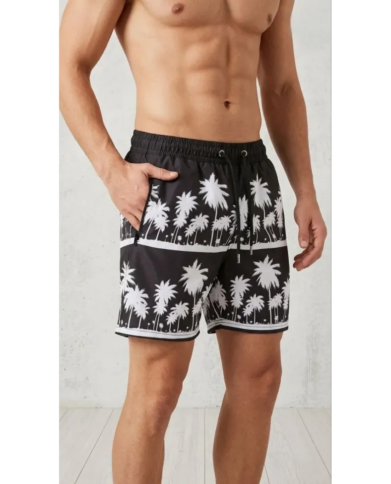 Erkek Deniz Şortu Fermuarlı Cepli File Astarlı Hızlı Kuruyan Premium - Siyah Somersan Giyim | Kadın, Erkek ve Çocuk Moda