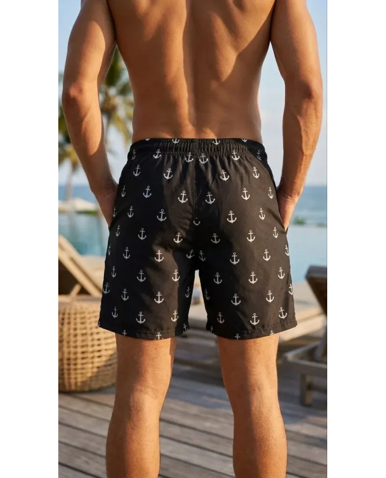 Erkek Deniz Şortu Fermuarlı Cepli File Astarlı Hızlı Kuruyan Premium - Siyah Somersan Giyim | Kadın, Erkek ve Çocuk Moda