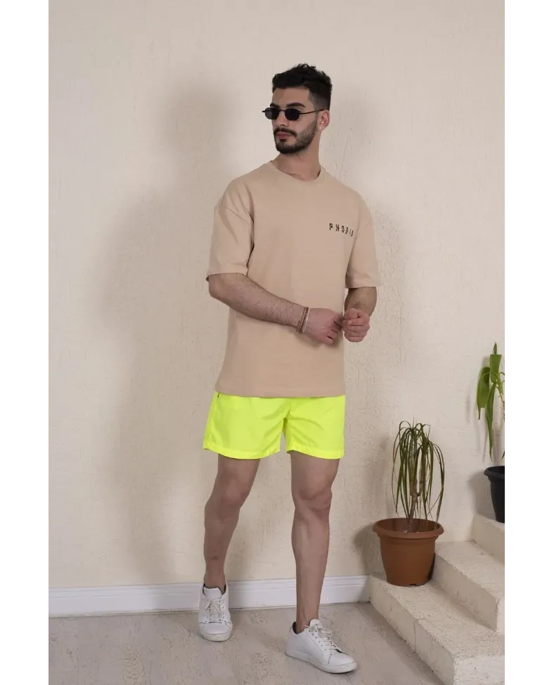 Erkek Deniz Şortu Fermuarlı Cepli File Astarlı - Neon Yeşili Somersan Giyim | Kadın, Erkek ve Çocuk Moda