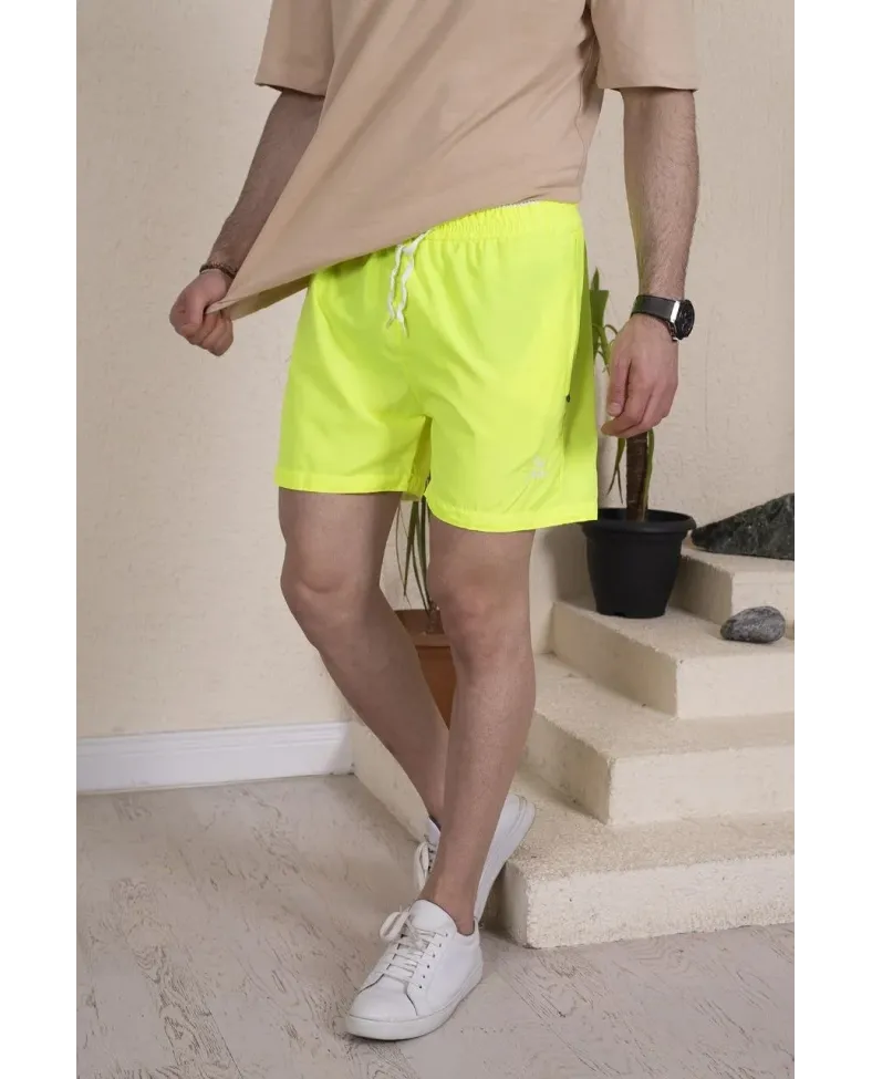 Erkek Deniz Şortu Fermuarlı Cepli File Astarlı - Neon Yeşili Somersan Giyim | Kadın, Erkek ve Çocuk Moda