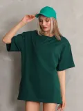 Kadın Regular Fit Tişört Bisiklet Yaka Yazlık Kısa Kol Basıc T-Shirt - Yeşil