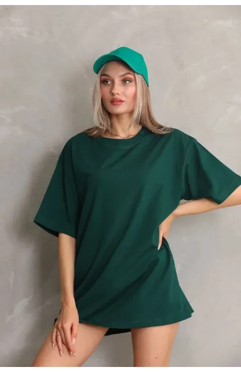 Kadın Regular Fit Tişört Bisiklet Yaka Yazlık Kısa Kol Basıc T-Shirt - Yeşil