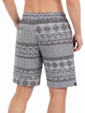 Erkek Etnik Desenli Dokuma Şort Lastikli Bel Bağcıklı Cepli Yazlık - Gri
