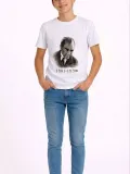 Erkek Çocuk Atatürk Baskılı Tişört Kısa Kollu Bisiklet Yaka T-Shirt - Beyaz