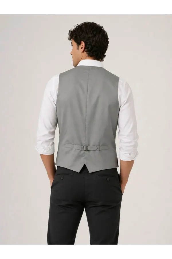 Erkek 6 Cepli Yelek İç Astarlı Sağ Sol İç Cepli Slim Fit Günlük Şık - Bej