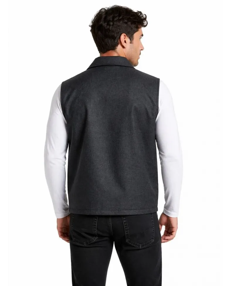 Erkek Fermuarlı Yelek 4 Cepli (İç Cepli) İç Astarlı Günlük Rahat Kalıp - Antrasit