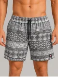 Erkek Dokuma Etnik Desenli Şort Lastikli Bel Bağcıklı Cepli Yazlık Rahat - Gri