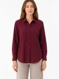 Kadın Uzun Kol Gömlek Düğmeli Klasik Yaka Günlük ve Ofis Şıklığına uygun - Bordo
