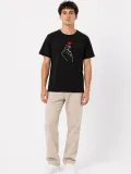 Erkek Kore Parmak Kalp Aşk Temalı Minimal Baskılı Tişört Yazlık Kısa Kol T-Shirt - Siyah