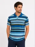 Erkek Çizgili Polo Yaka Tişört Kısa Kol Yazlık T-Shirt Regular Fit - Mavi