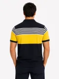 Erkek Pike Kumaş Çizgili Polo Yaka Tişört Kısa Kol Yazlık T-Shirt - Lacivert