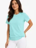 Kadın T-Shirt Bisiklet Yaka Slim Fit Likralı Tişört Günlük Basic Body - Turkuaz