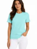 Kadın T-Shirt Bisiklet Yaka Slim Fit Likralı Tişört Günlük Basic Body - Turkuaz