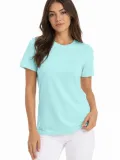 Kadın T-Shirt Bisiklet Yaka Slim Fit Likralı Tişört Günlük Basic Body - Turkuaz