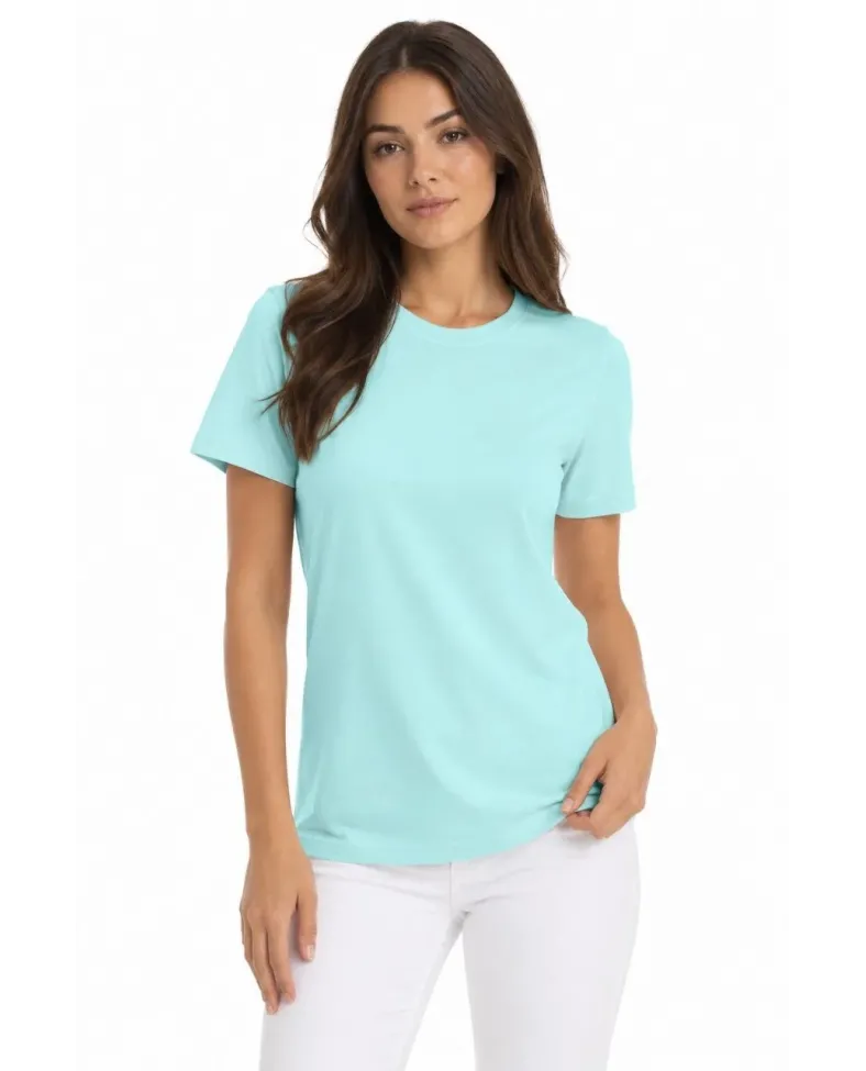 Kadın T-Shirt Bisiklet Yaka Slim Fit Likralı Tişört Günlük Basic Body - Turkuaz