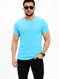 Erkek Basic Tişört Bisiklet Yaka Kısa Kol Günlük Yazlık Slim fit T-Shirt - Açık Mavi