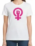 8 Mart Dünya Kadınlar Günü Baskılı Oversize Bisiklet Yaka T-shirt - Beyaz