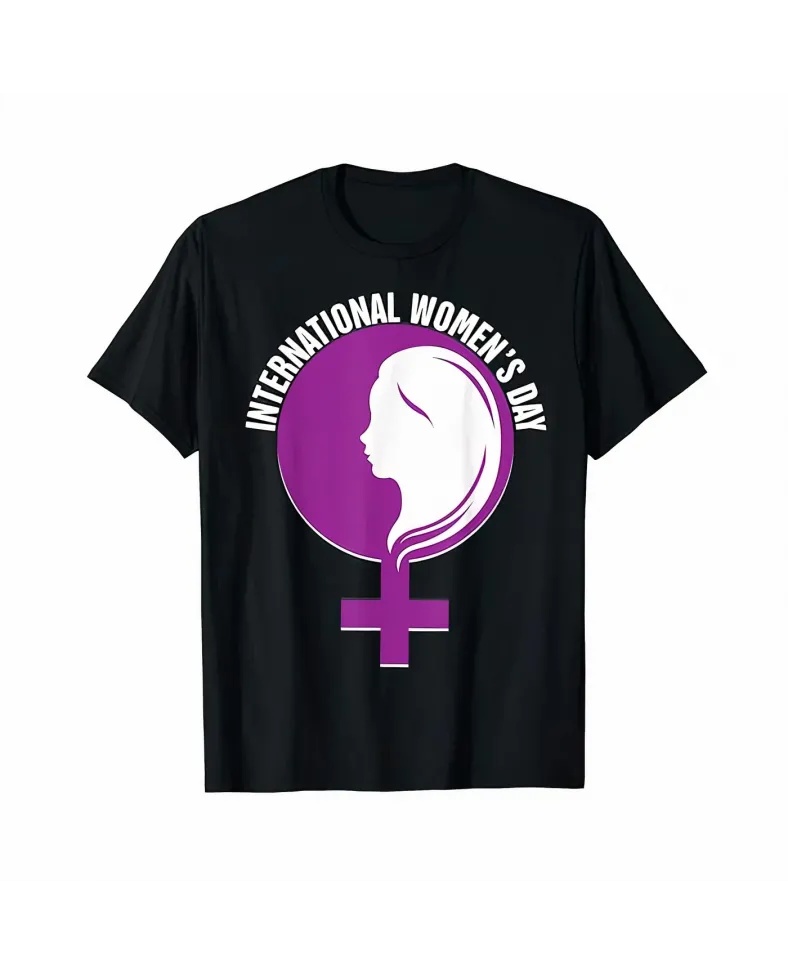 8 Mart Dünya Kadınlar Günü İçin Özel Baskılı T-shirt - Siyah