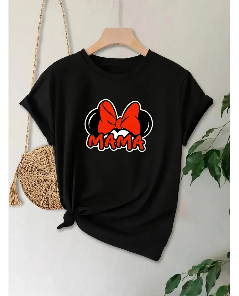 Anneler Günü Baskılı T-shirt - Siyah