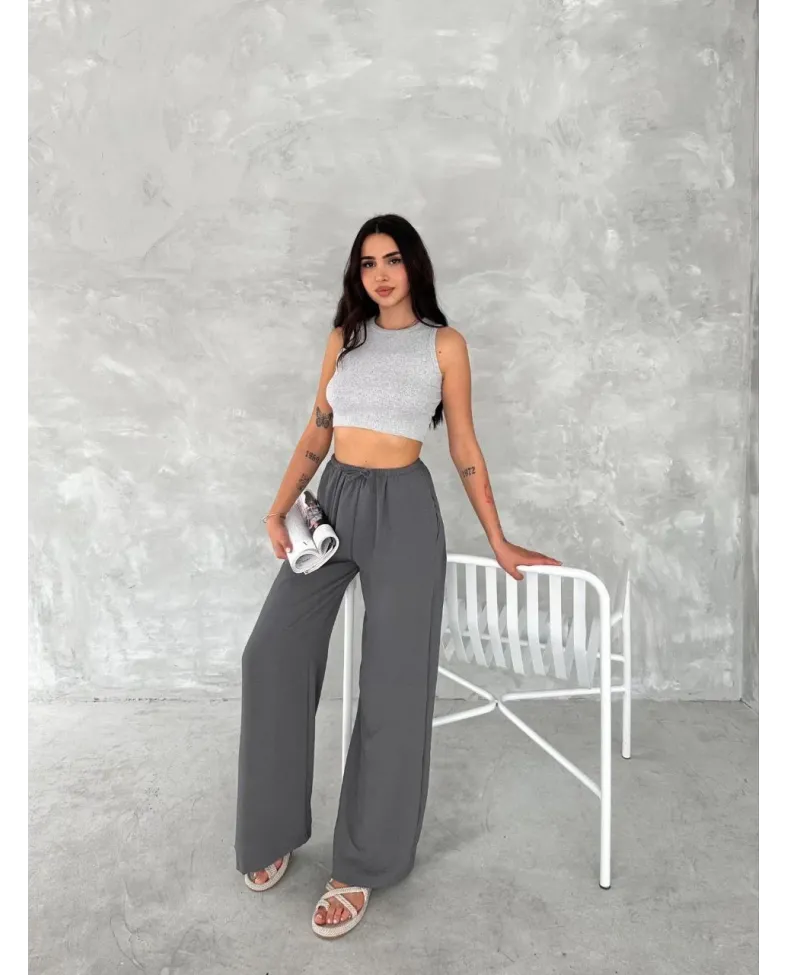 Ayrobin Oversize Kadın Pantalon - Füme