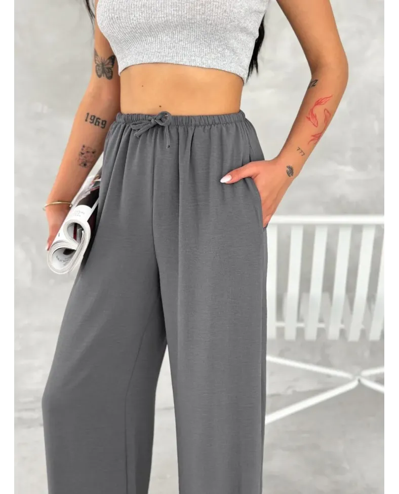 Ayrobin Oversize Kadın Pantalon - Füme