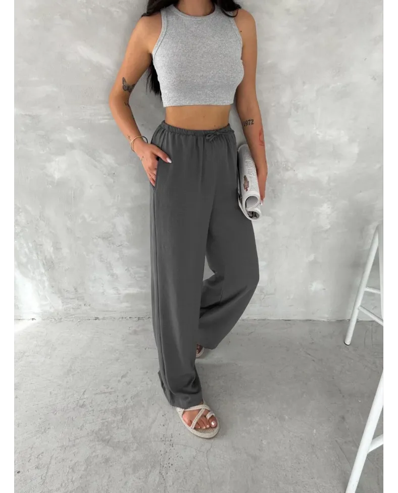 Ayrobin Oversize Kadın Pantalon - Füme