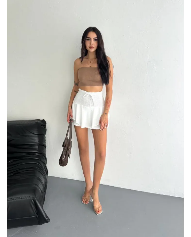 Ayrobin Şortlu Etek - Beyaz
