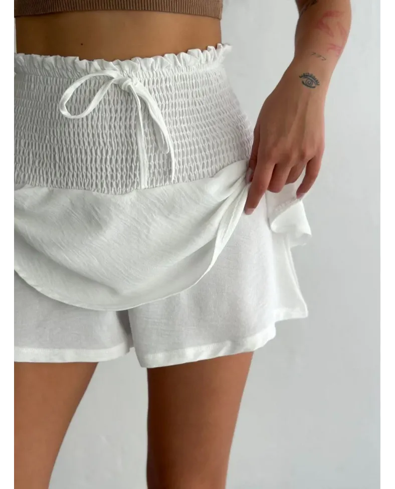 Ayrobin Şortlu Etek - Beyaz
