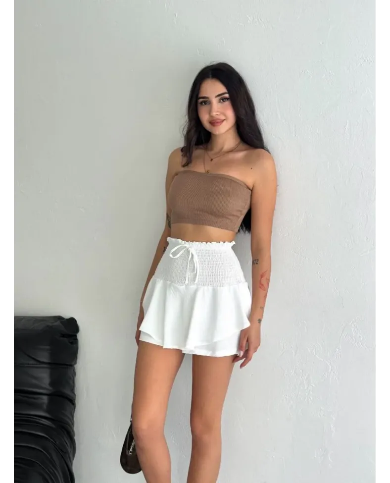 Ayrobin Şortlu Etek - Beyaz