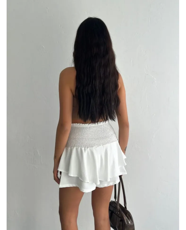 Ayrobin Şortlu Etek - Beyaz