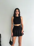 Kadın Ayrobin Şortlu Etek - Siyah