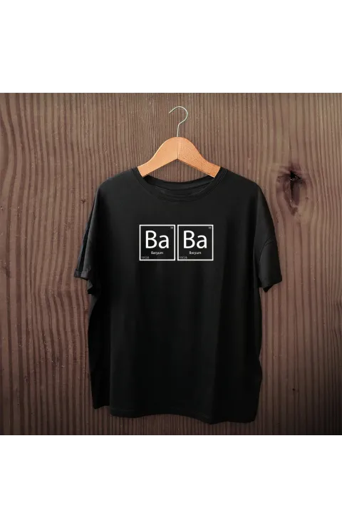 Babalar Günü Baskılı T-shirt - Siyah