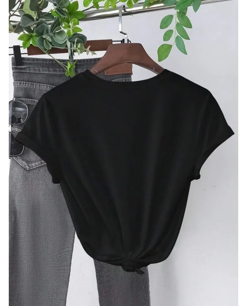 Baskılı Kadın T-shirt - Siyah