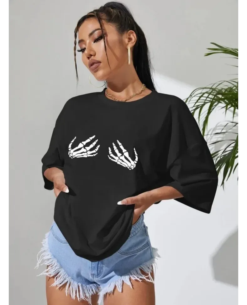 Baskılı Kadın T-shirt - Siyah