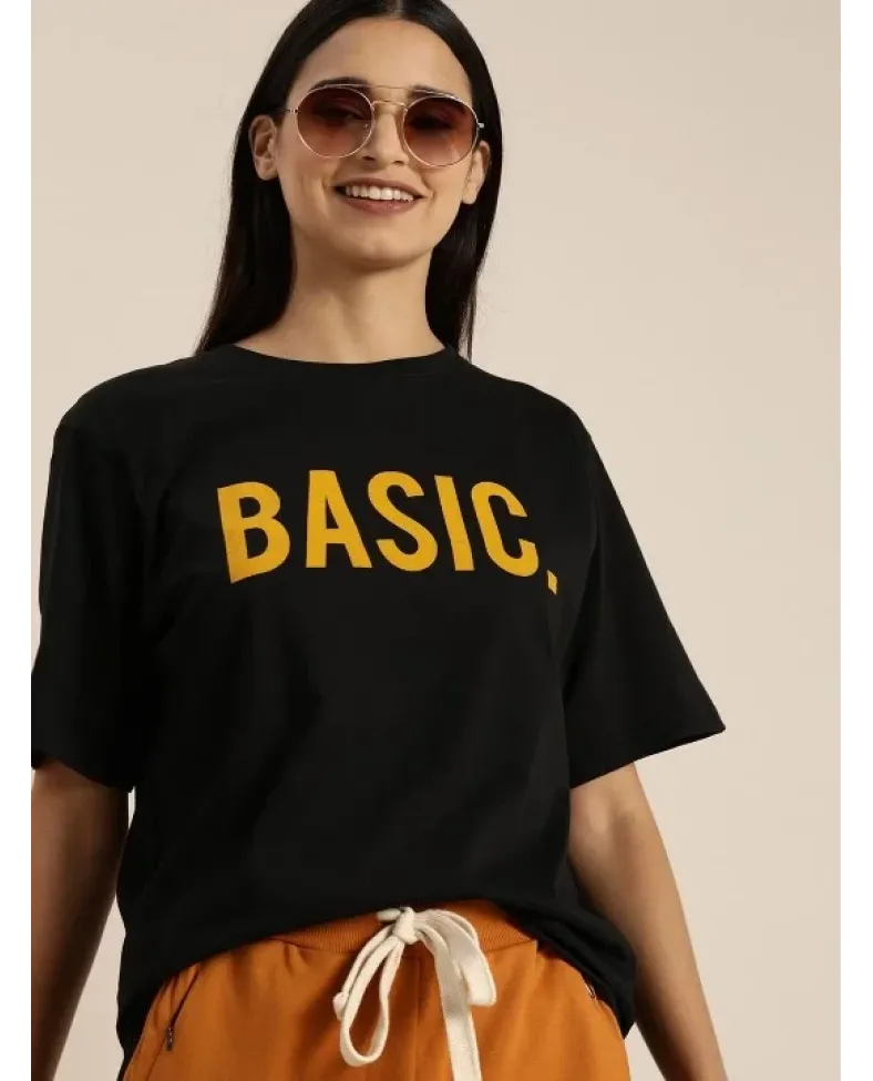 Baskılı Kadın T-shirt - Siyah