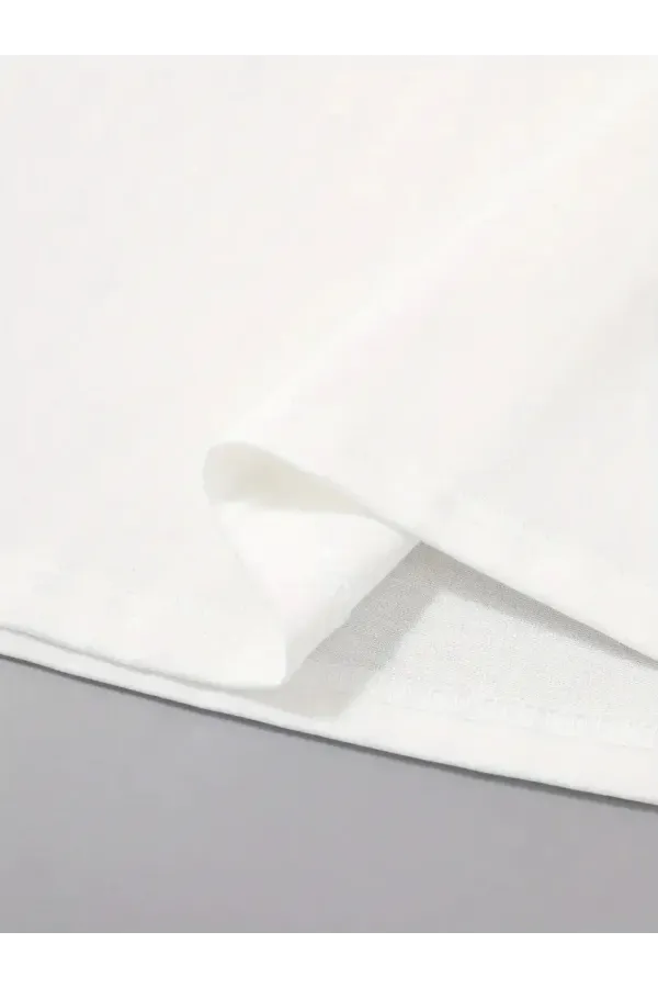 Erkek  Penye Compack Palmiye Baskılı Oversize Bisiklet Yaka Kısa Kol - Beyaz