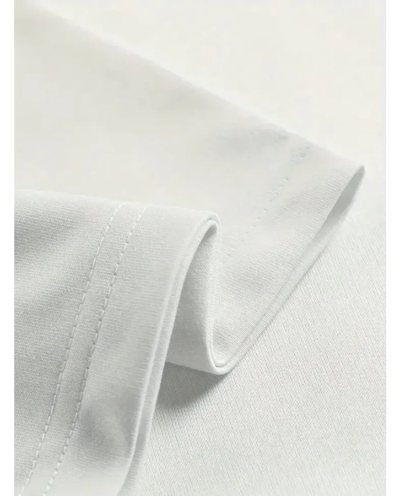 Erkek Penye Compack  Ejder Baskılı Oversize Bisiklet Yaka T-shirt - Beyaz